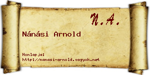Nánási Arnold névjegykártya